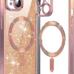 Techsuit iPhone 13 MagSafe Luxury Glitter Θήκη με Πλαίσιο Σιλικόνης Διάφανη - Rose Gold
