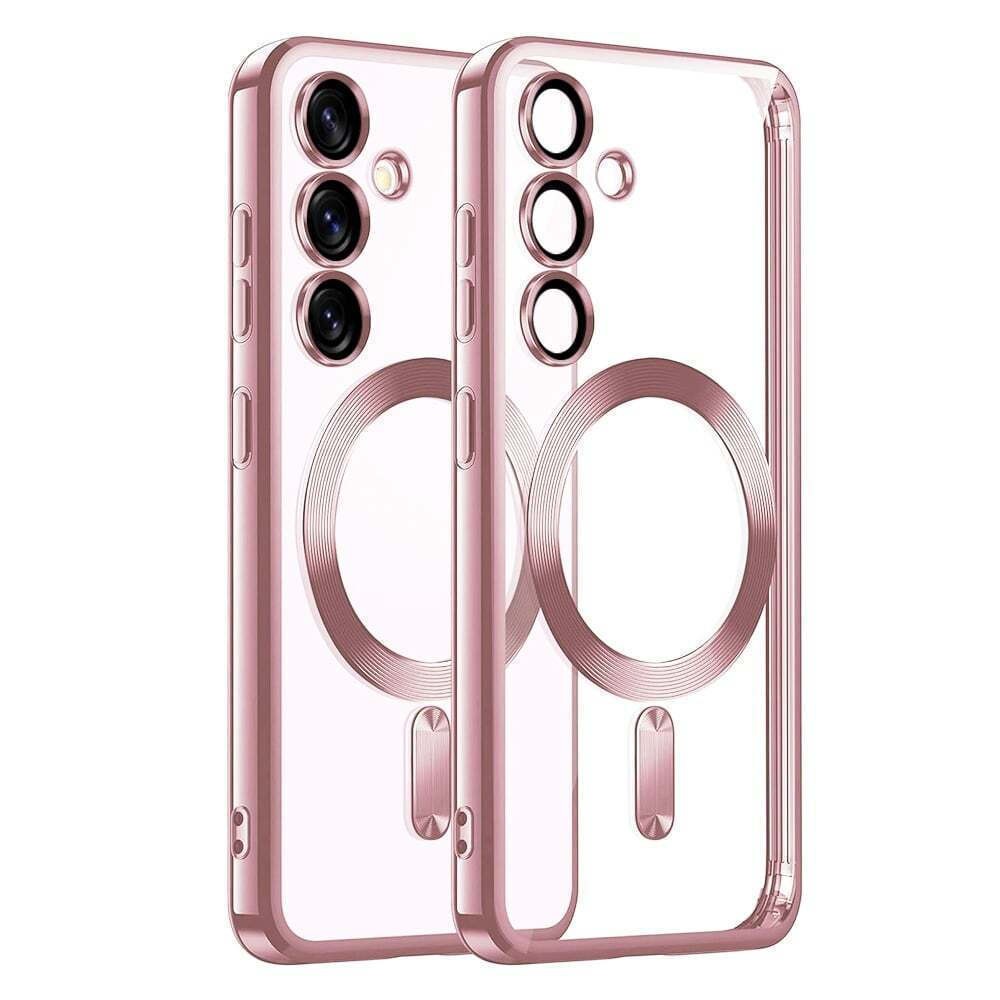 Techsuit Samsung Galaxy A36 5G / A56 5G MagSafe Luxury Crystal Θήκη με Πλαίσιο Σιλικόνης Διάφανη - Pink