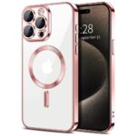 Techsuit iPhone 16 Pro MagSafe Luxury Crystal Θήκη με Πλαίσιο Σιλικόνης Διάφανη - Pink