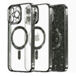 Techsuit iPhone 13 Pro Max MagSafe Luxury Glitter Θήκη με Πλαίσιο Σιλικόνης Διάφανη - Black