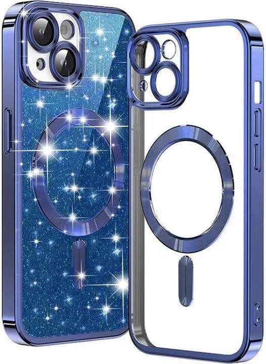 Techsuit iPhone 15 MagSafe Luxury Glitter Θήκη με Πλαίσιο Σιλικόνης Διάφανη - Deep Blue