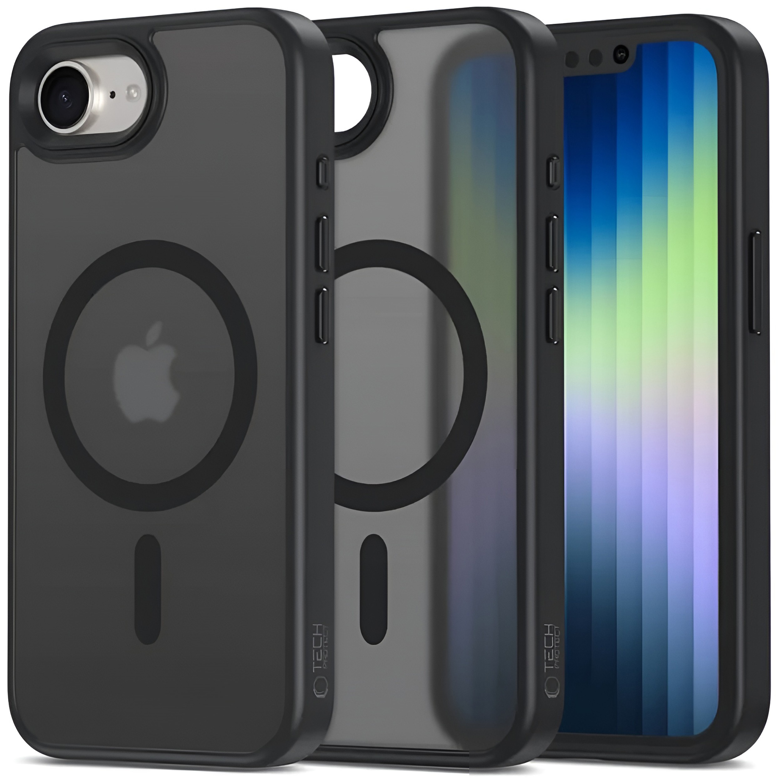 Tech Protect iPhone 16e MagSafe Matte Θήκη Με Πλαίσιο Σιλικόνης Διάφανη - Black