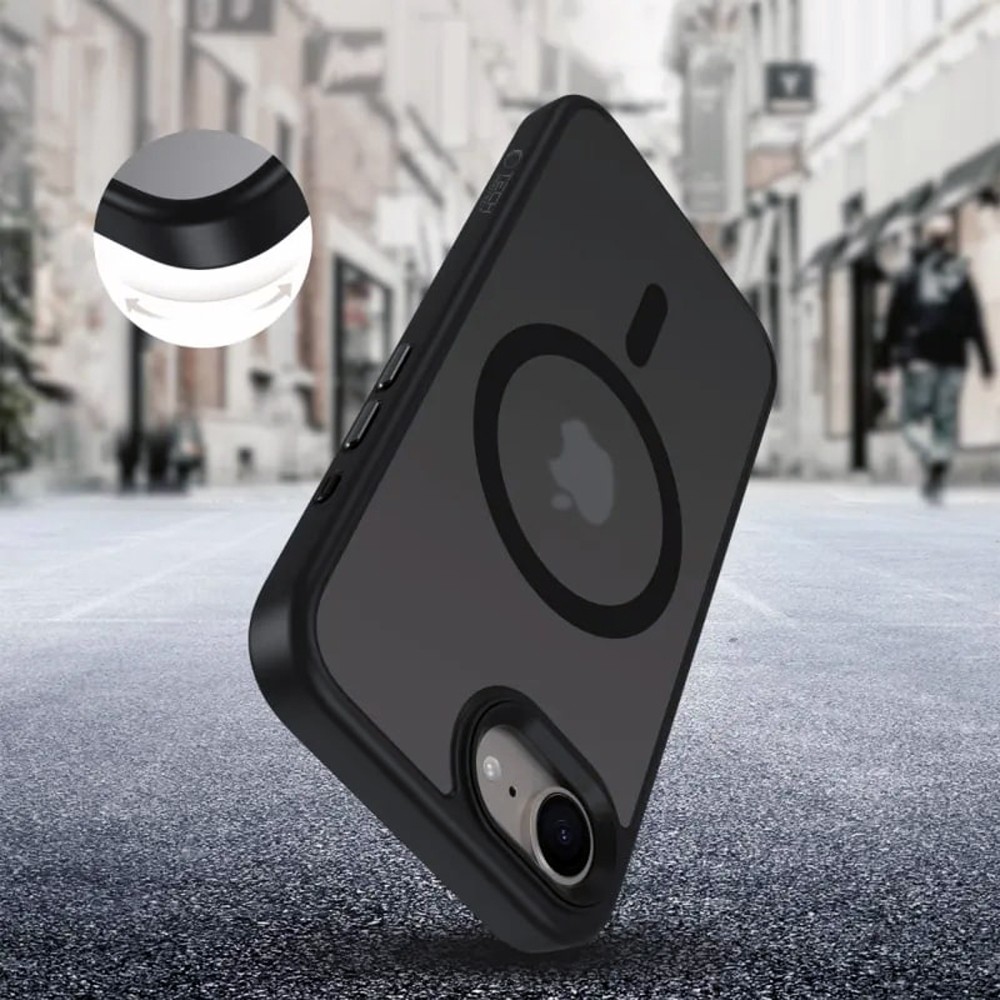 Tech Protect iPhone 16e MagSafe Matte Θήκη Με Πλαίσιο Σιλικόνης Διάφανη - Black