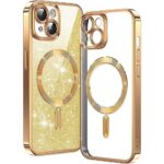 Techsuit iPhone 15 MagSafe Luxury Glitter Θήκη με Πλαίσιο Σιλικόνης Διάφανη - Gold