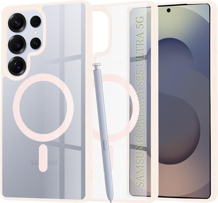 Techsuit Samsung Galaxy S25 5G MagSafe Pro Θήκη με Πλαίσιο Σιλικόνης Διάφανη - Nude Pink