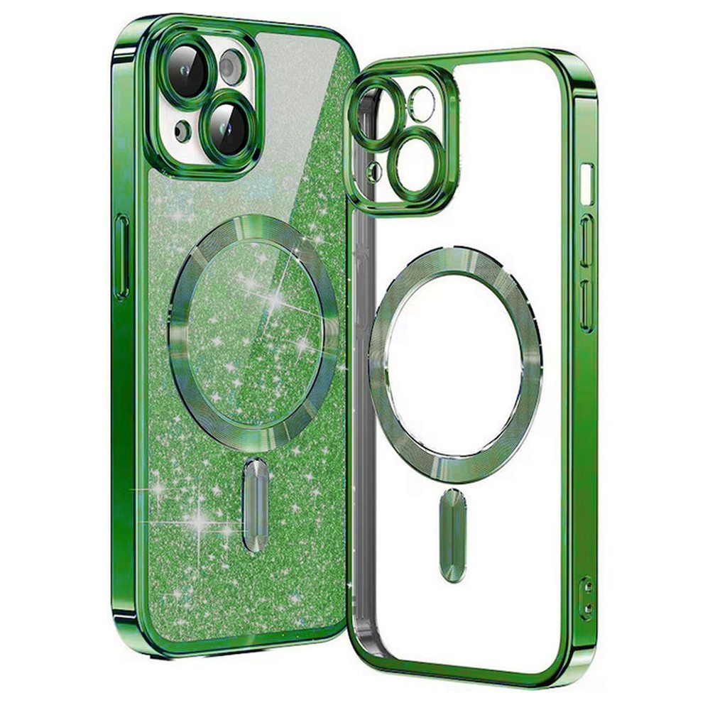 Techsuit iPhone 15 MagSafe Luxury Glitter Θήκη με Πλαίσιο Σιλικόνης Διάφανη - Deep Green