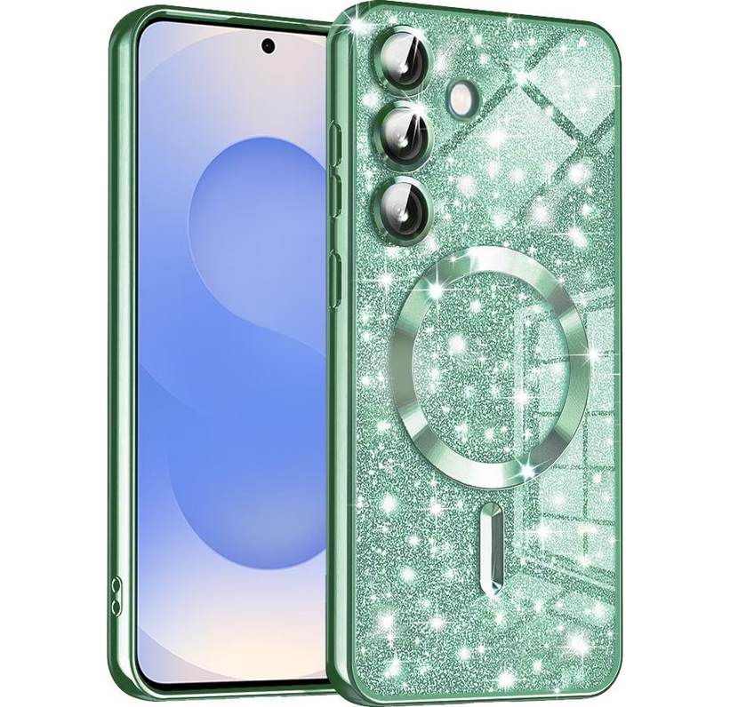 Techsuit Samsung Galaxy S25 Ultra MagSafe Luxury Glitter Θήκη Με Πλαίσιο Σιλικόνης Διάφανη - Light Green