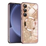 Techsuit Samsung Galaxy S25 Ultra MagSafe Luxury Glitter Θήκη Με Πλαίσιο Σιλικόνης Διάφανη - Rose Gold