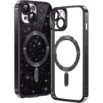 Techsuit iPhone 14 MagSafe Luxury Glitter Θήκη Με Πλαίσιο Σιλικόνης Διάφανη - Black