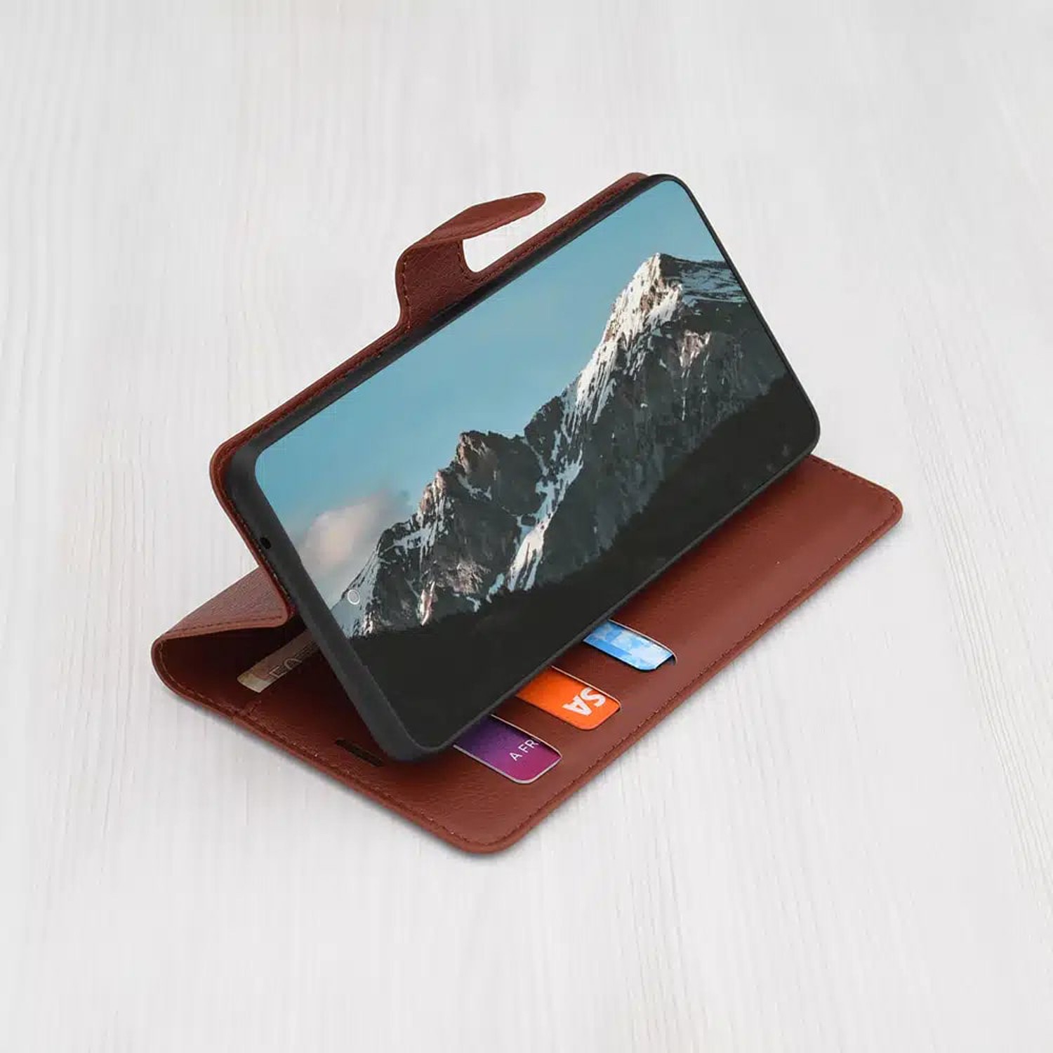 Techsuit Samsung Galaxy S24 FE Leather Folio Θήκη Βιβλίο - Brown