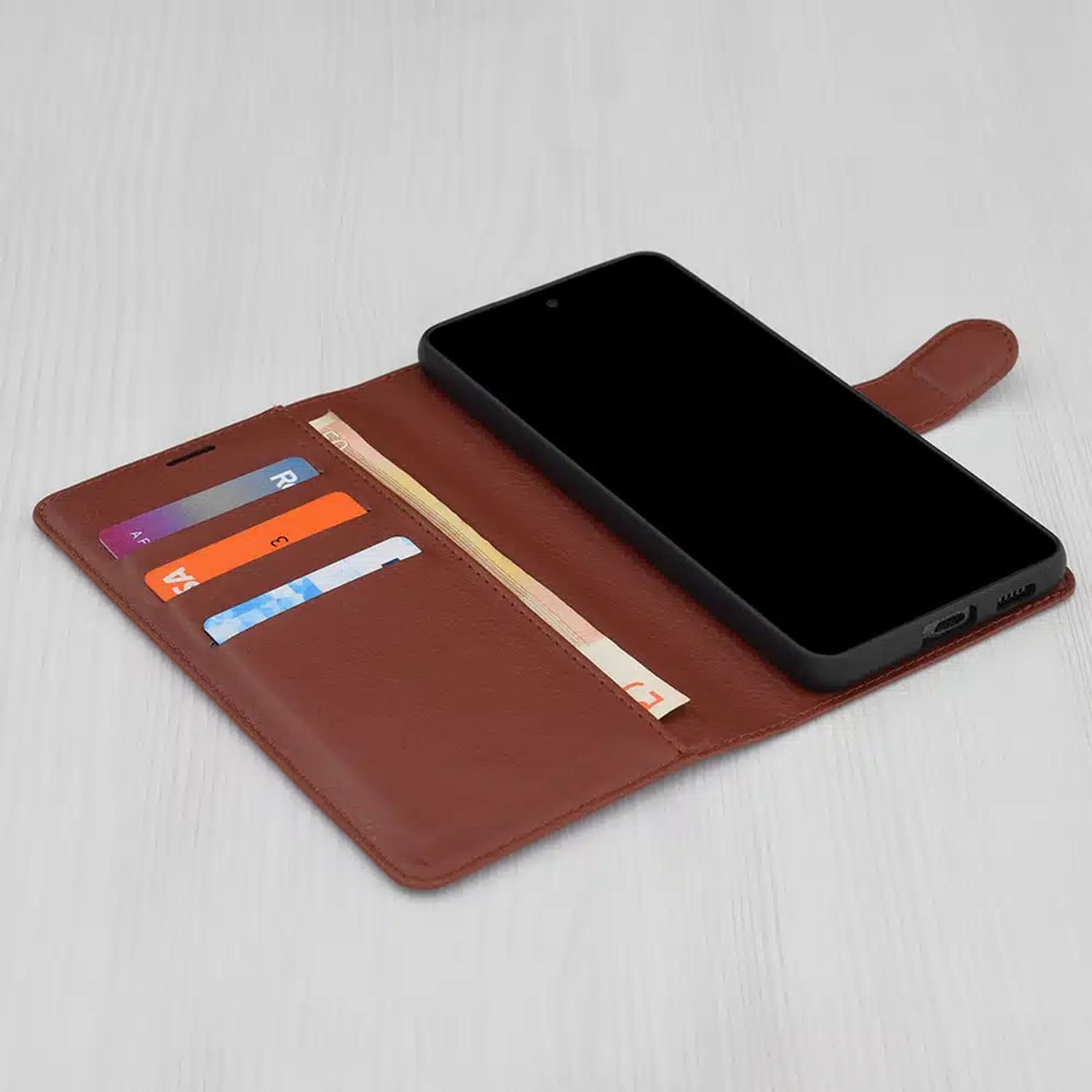 Techsuit Samsung Galaxy A05s Leather Folio Θήκη Βιβλίο - Brown