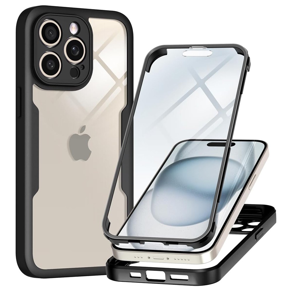 Techsuit iPhone 16 Colorverse 360 Θήκη με Πλαίσιο Σιλικόνης Διάφανη - Black