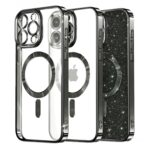 Techsuit iPhone 16 Pro MagSafe Luxury Glitter Θήκη Με Πλαίσιο Σιλικόνης Διάφανη - Black