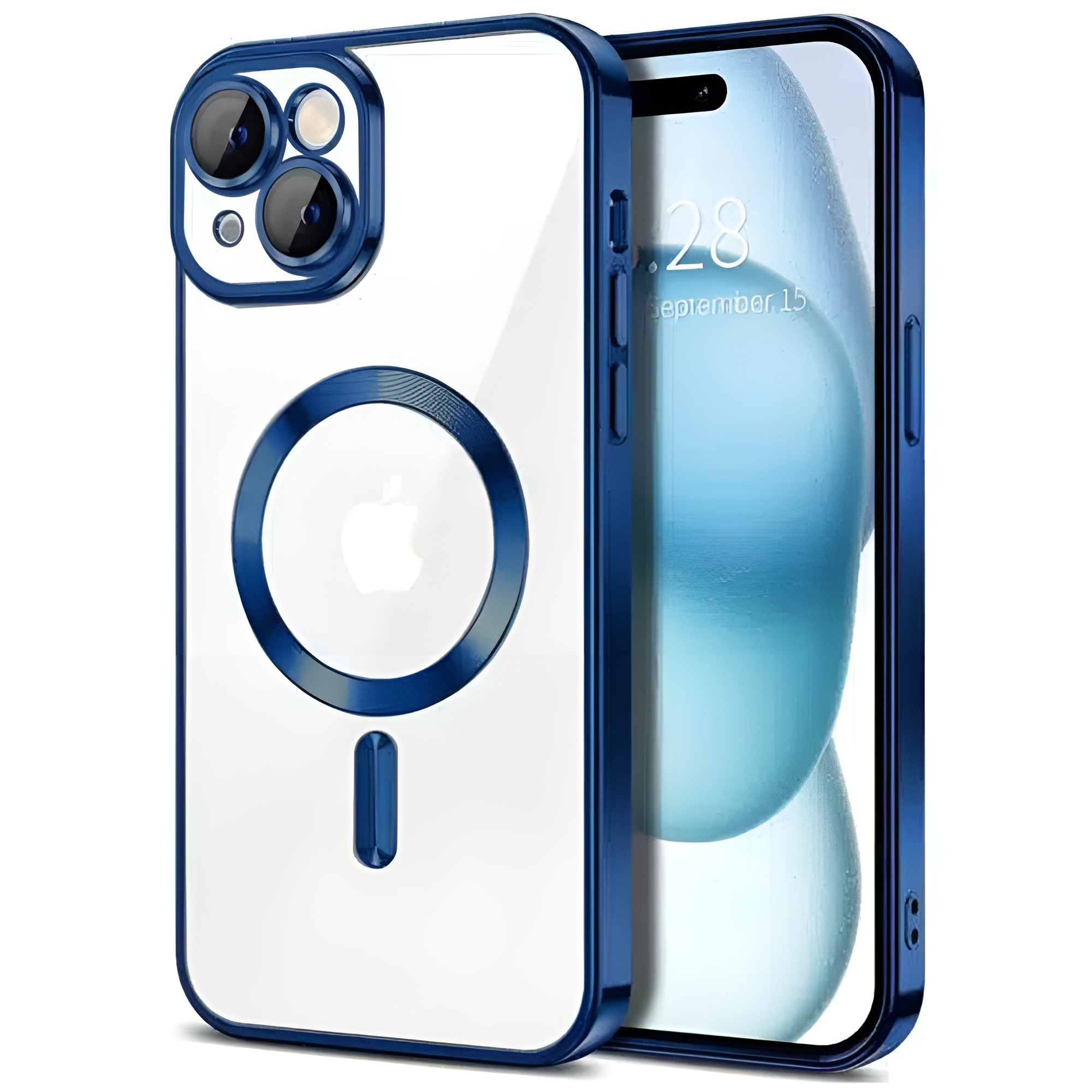 Techsuit iPhone 15 MagSafe Luxury Crystal Θήκη Με Πλαίσιο Σιλικόνης Διάφανη - Deep Blue