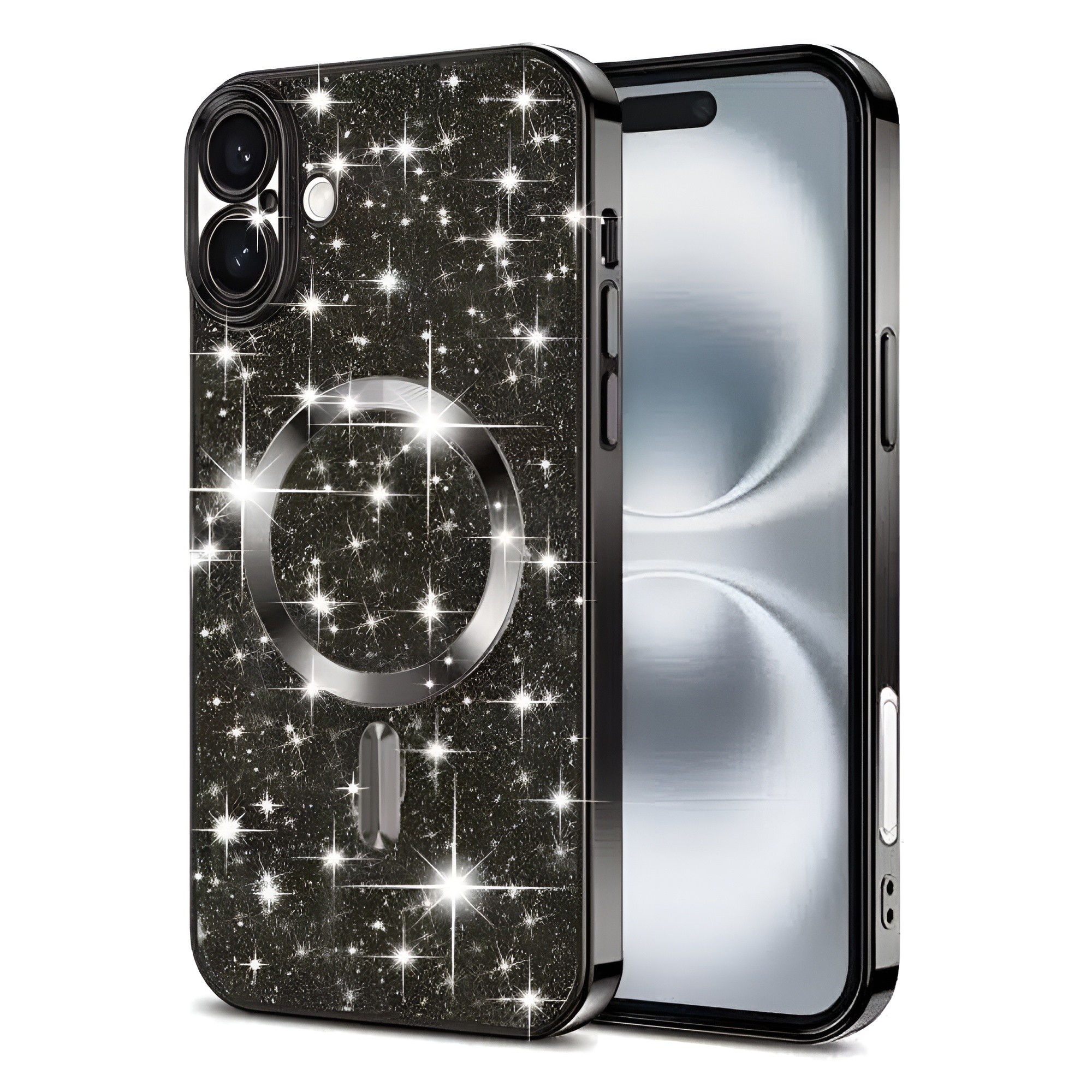 Techsuit iPhone 16 MagSafe Luxury Glitter Θήκη Σιλικόνης - Black