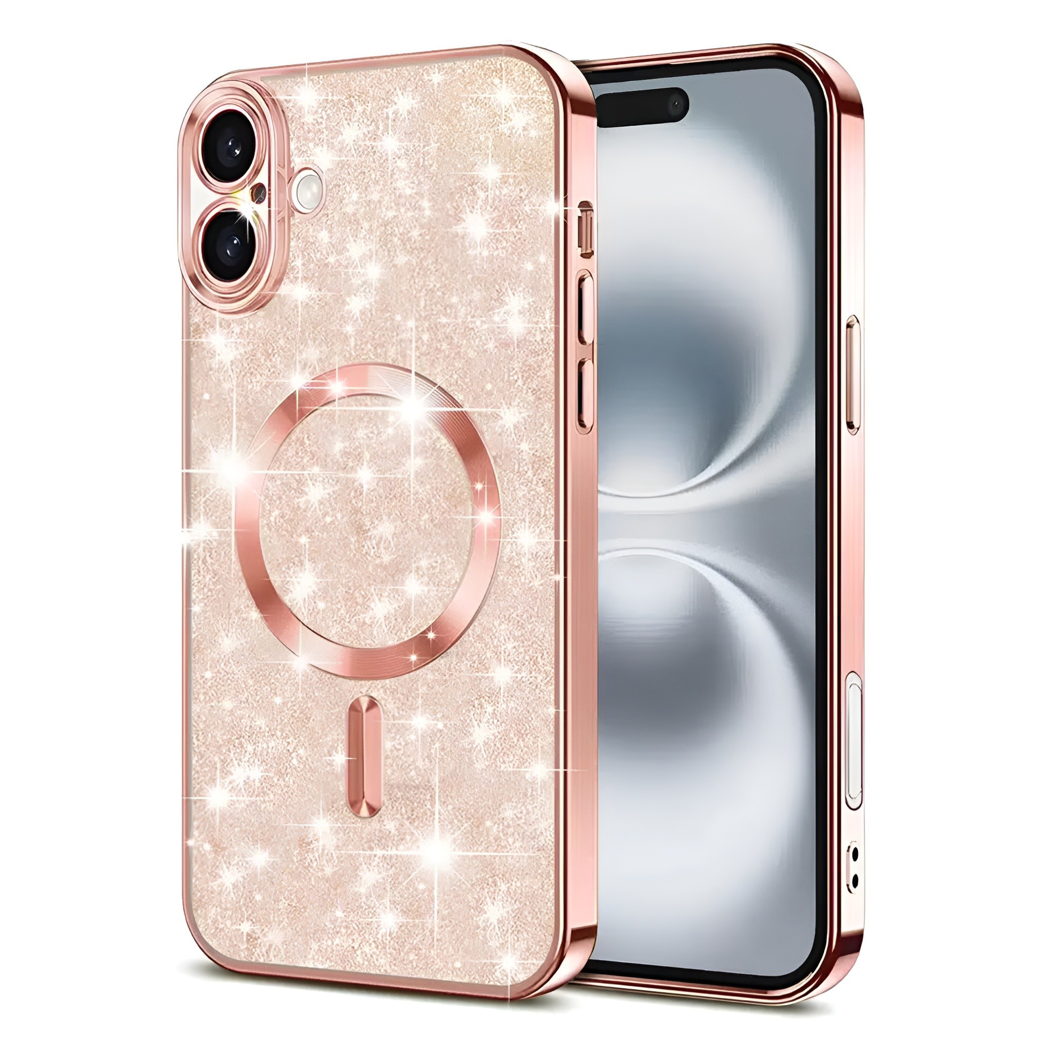 Techsuit iPhone 16 MagSafe Luxury Glitter Θήκη Σιλικόνης - Rose Gold