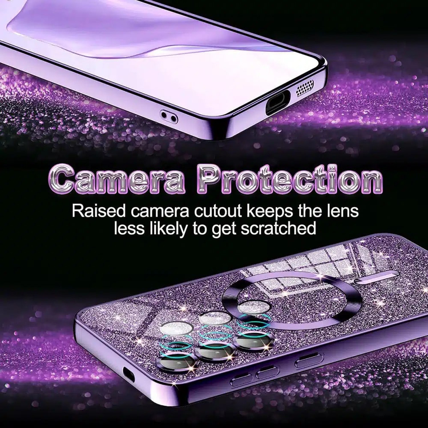 Techsuit iPhone 16 Pro MagSafe Luxury Glitter Θήκη Με Πλαίσιο Σιλικόνης Διάφανη - Deep Blue