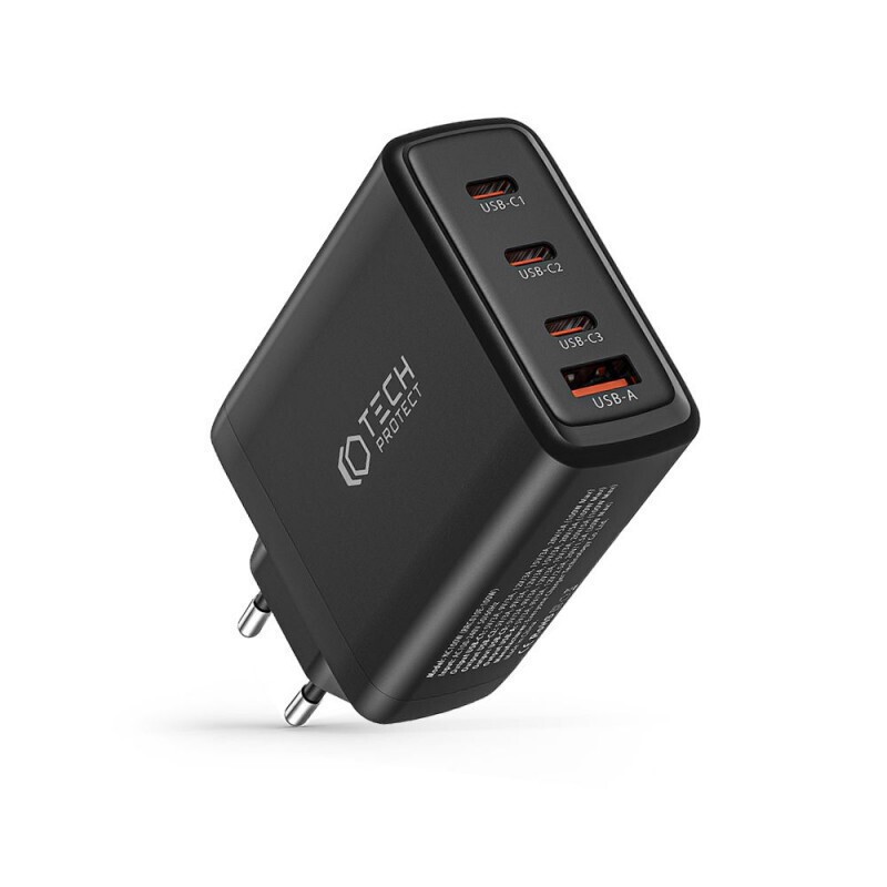 Tech-Protect Φορτιστής Χωρίς Καλώδιο με 1 Θύρα USB-A και 3 Θύρες USB-C 100W Power Delivery / Quick Charge 3.0 Μαύρος