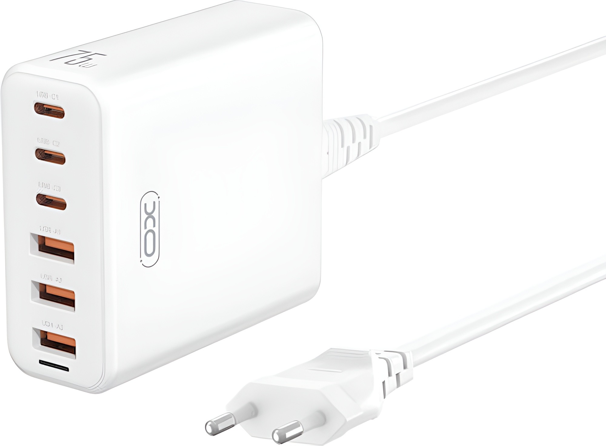 XO-L133 Φορτιστής GaN χωρίς Καλώδιο με 3 Θύρες USB-A και 3 Θύρες USB-C 75W Λευκός