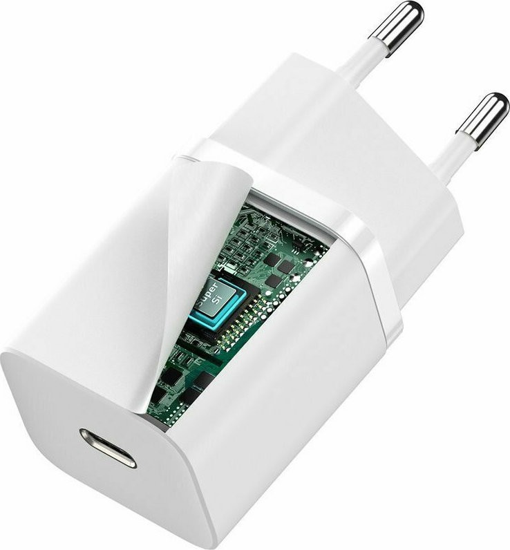 Baseus Φορτιστής Χωρίς Καλώδιο με Θύρα USB-C 30W Power Delivery Λευκός (Super Si)