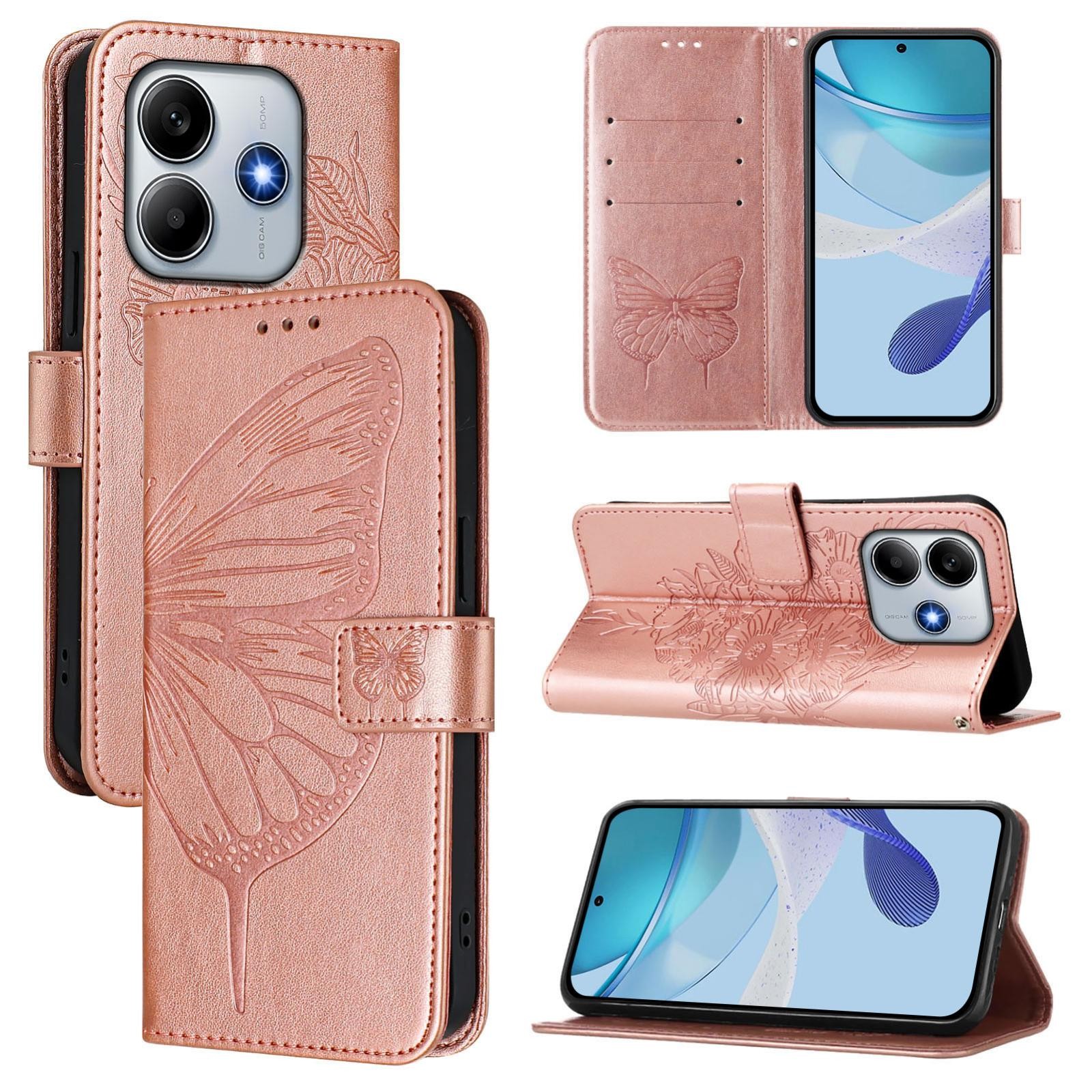 Tel1 Xiaomi Poco M7 Pro Embossed Butterfly Θήκη Βιβλίο - Pink