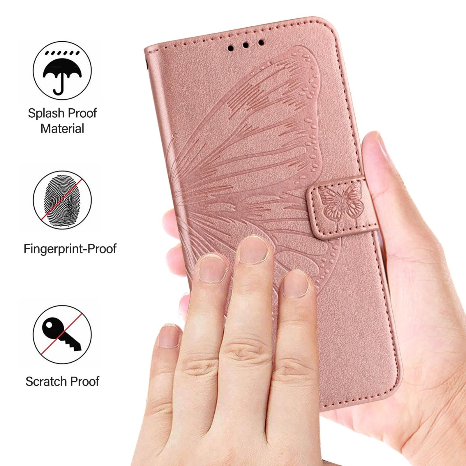 Tel1 Xiaomi Poco M7 Pro Embossed Butterfly Θήκη Βιβλίο - Pink