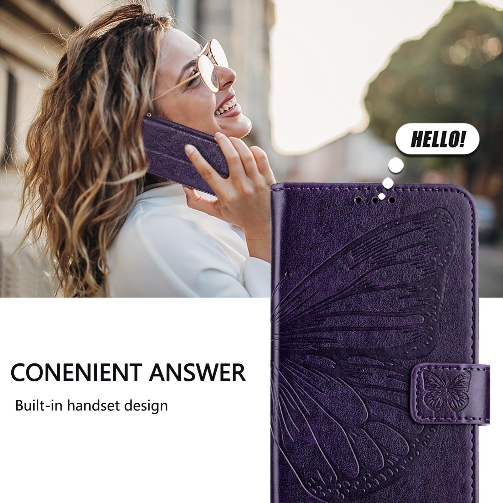 Tel1 Xiaomi Poco M7 Pro Embossed Butterfly Θήκη Βιβλίο - Dark Purple