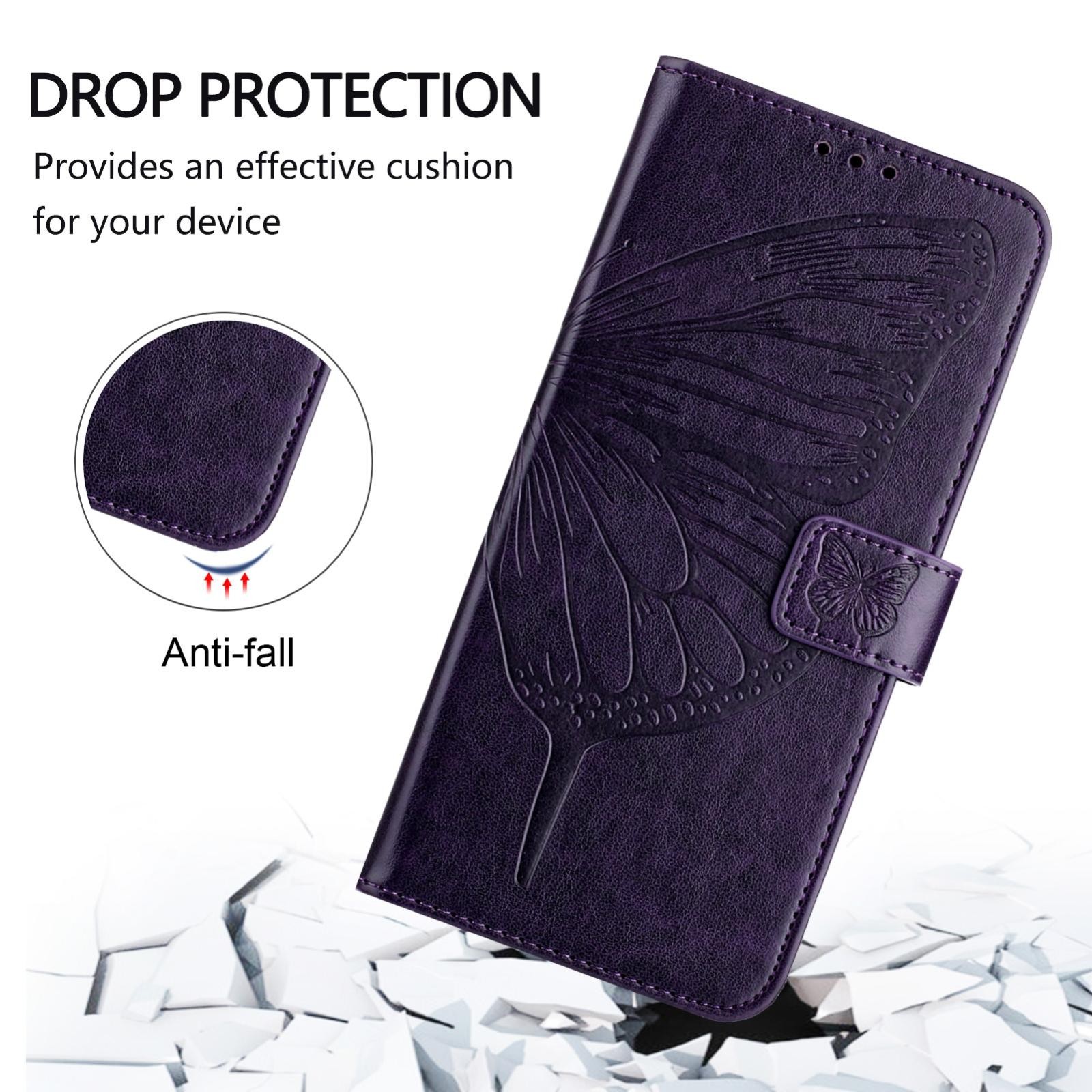 Tel1 Xiaomi Poco M7 Pro Embossed Butterfly Θήκη Βιβλίο - Dark Purple