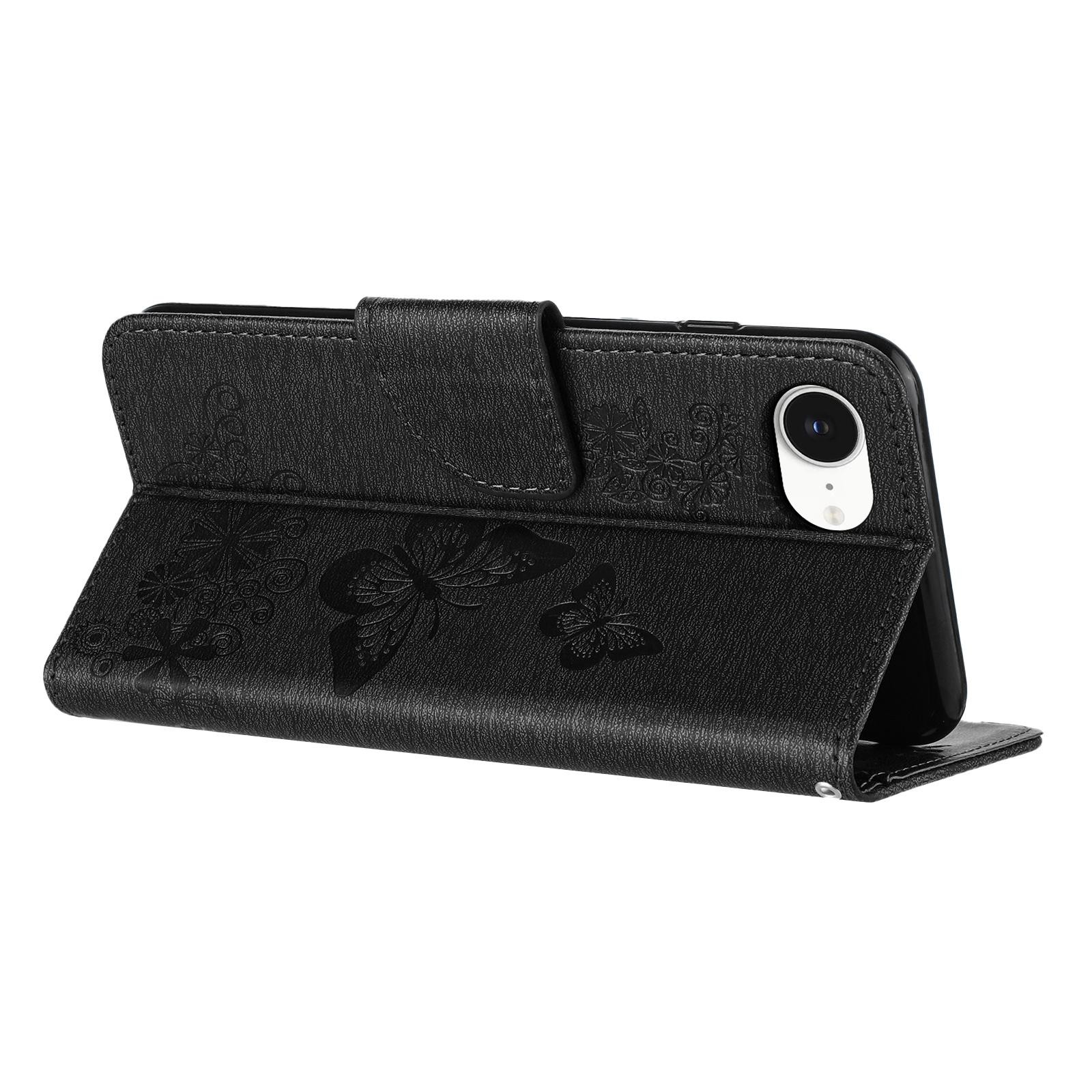 Tel1 iPhone 16e Butterfly Flowers Θήκη Βιβλίο - Black