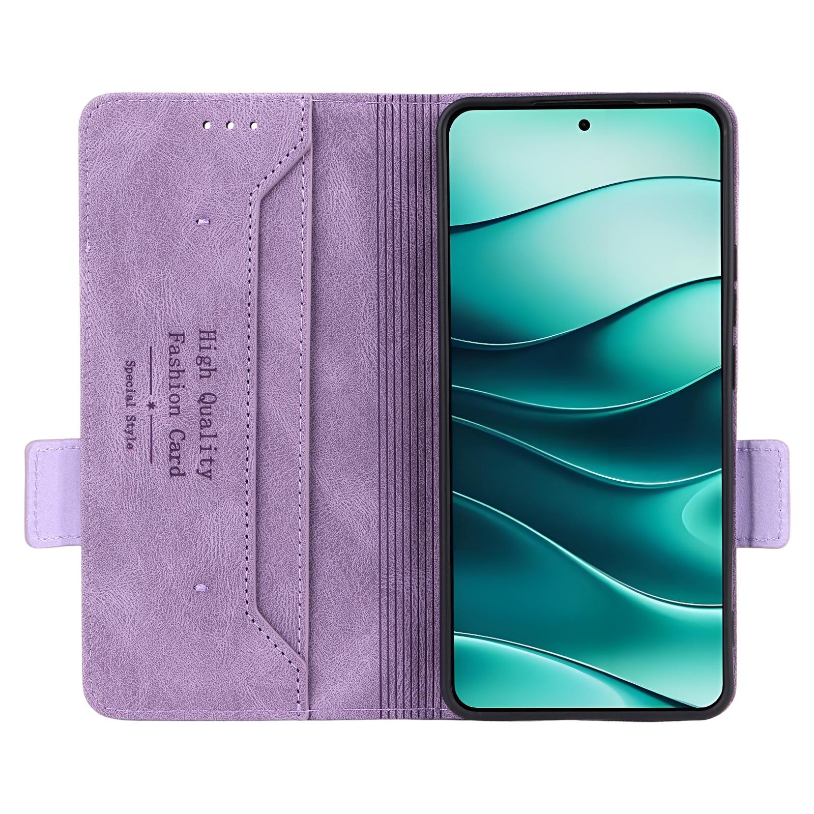 Tel1 Xiaomi Poco M7 Pro 5G Magnetic Calf Θήκη Βιβλίο - Purple