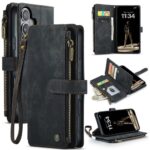 CaseMe C30 iPhone 16 Card Slots Zipper Θήκη Πορτοφόλι Δερμάτινη - Black