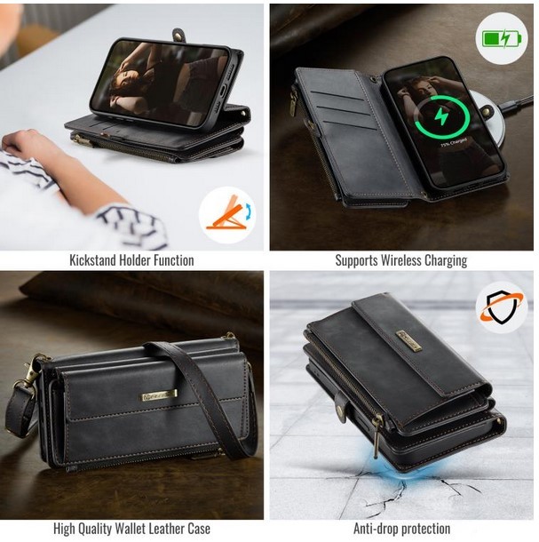 CaseMe C39 iPhone 15 Pro RFID Δερμάτινη Θήκη Πορτοφόλι με Τσαντάκι - Black