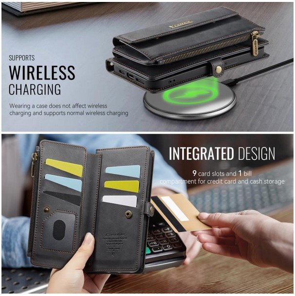 CaseMe C39 iPhone 15 Pro RFID Δερμάτινη Θήκη Πορτοφόλι με Τσαντάκι - Black