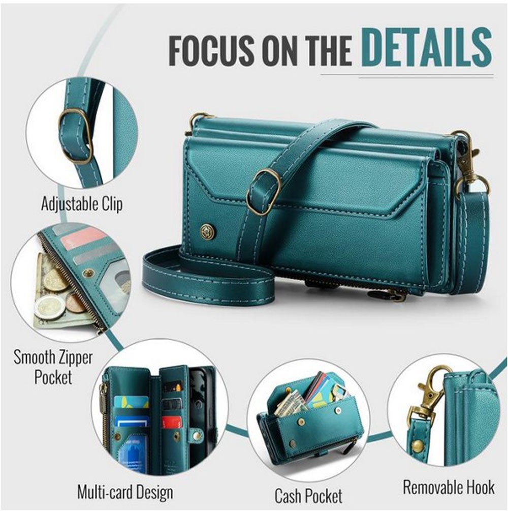 CaseMe C36 iPhone 16e Zipper Wallet RFID Anti-theft Θήκη Βιβλίο - Blue