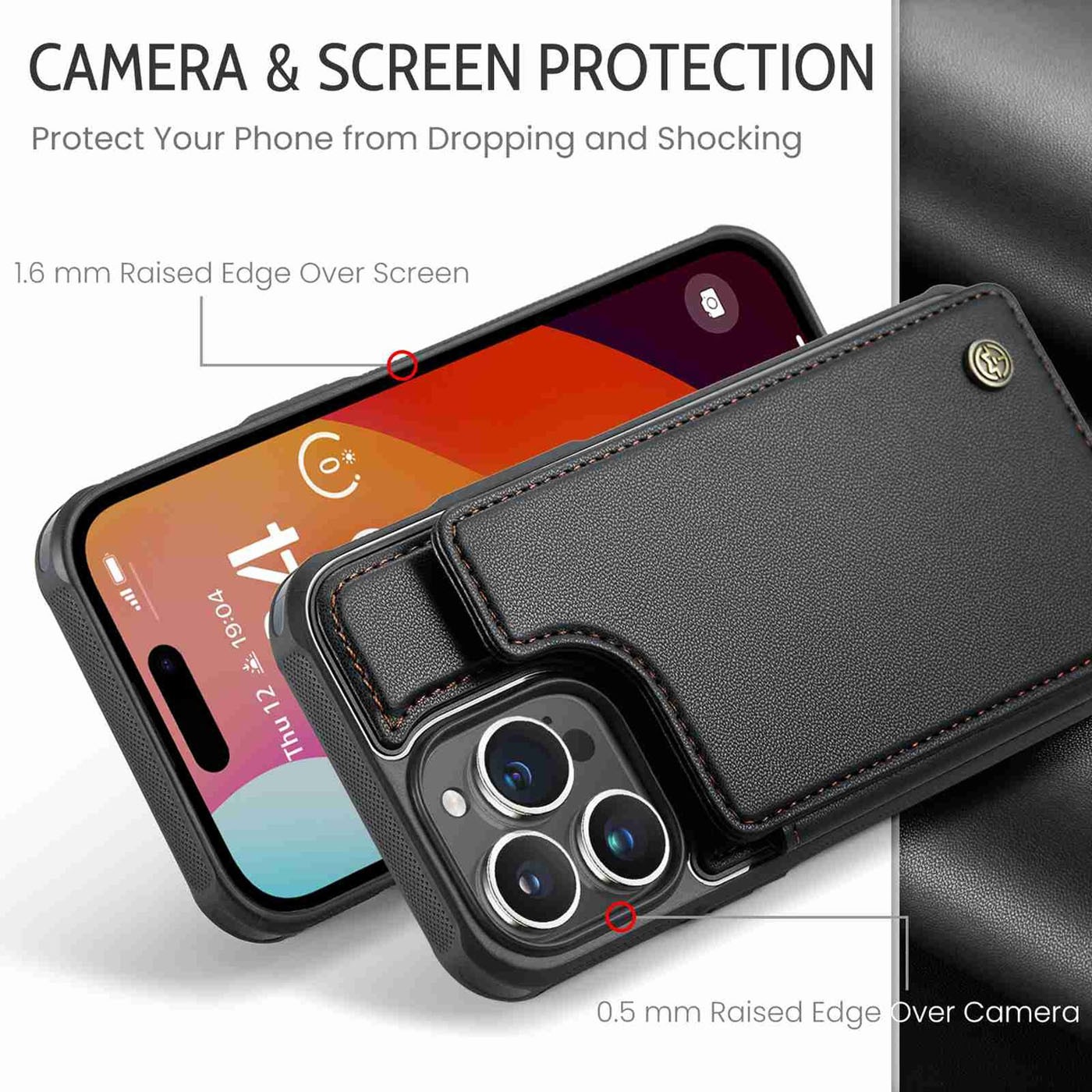 CaseMe C22 iPhone 15 Pro Max Card Wallet RFID Θήκη Δερμάτινη - Black