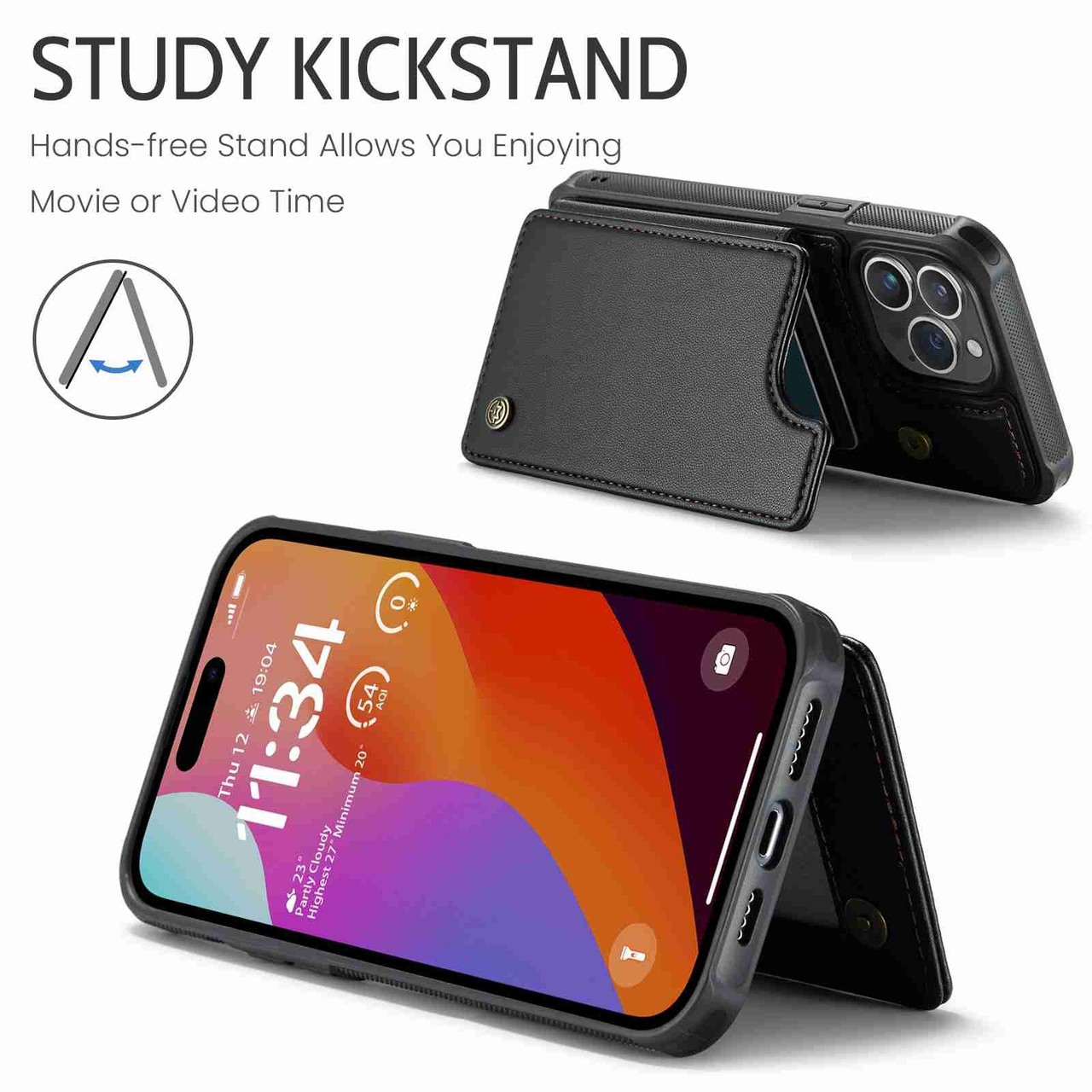 CaseMe C22 iPhone 15 Pro Max Card Wallet RFID Θήκη Δερμάτινη - Black