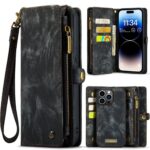 CaseMe 008 iPhone 15 Pro Max Θήκη Πορτοφόλι με Αποσπώμενη Θήκη Σιλικόνης - Black