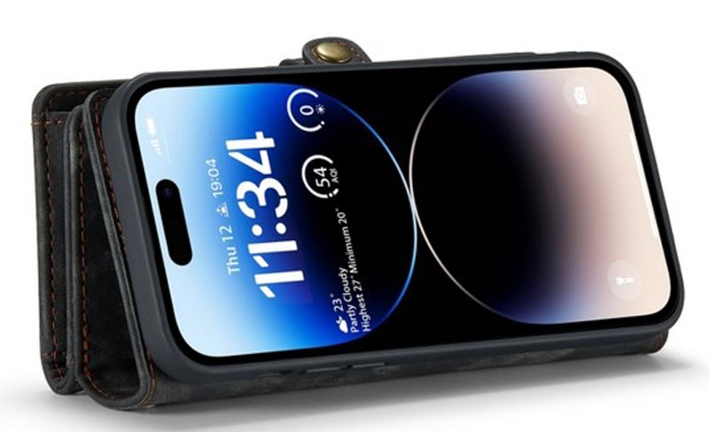 CaseMe 008 iPhone 15 Pro Max Θήκη Πορτοφόλι με Αποσπώμενη Θήκη Σιλικόνης - Black