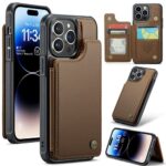 CaseMe C22 iPhone 15 Pro Max Card Wallet RFID Θήκη Δερμάτινη - Brown