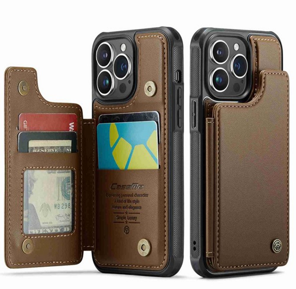 CaseMe C22 iPhone 15 Pro Max Card Wallet RFID Θήκη Δερμάτινη - Brown