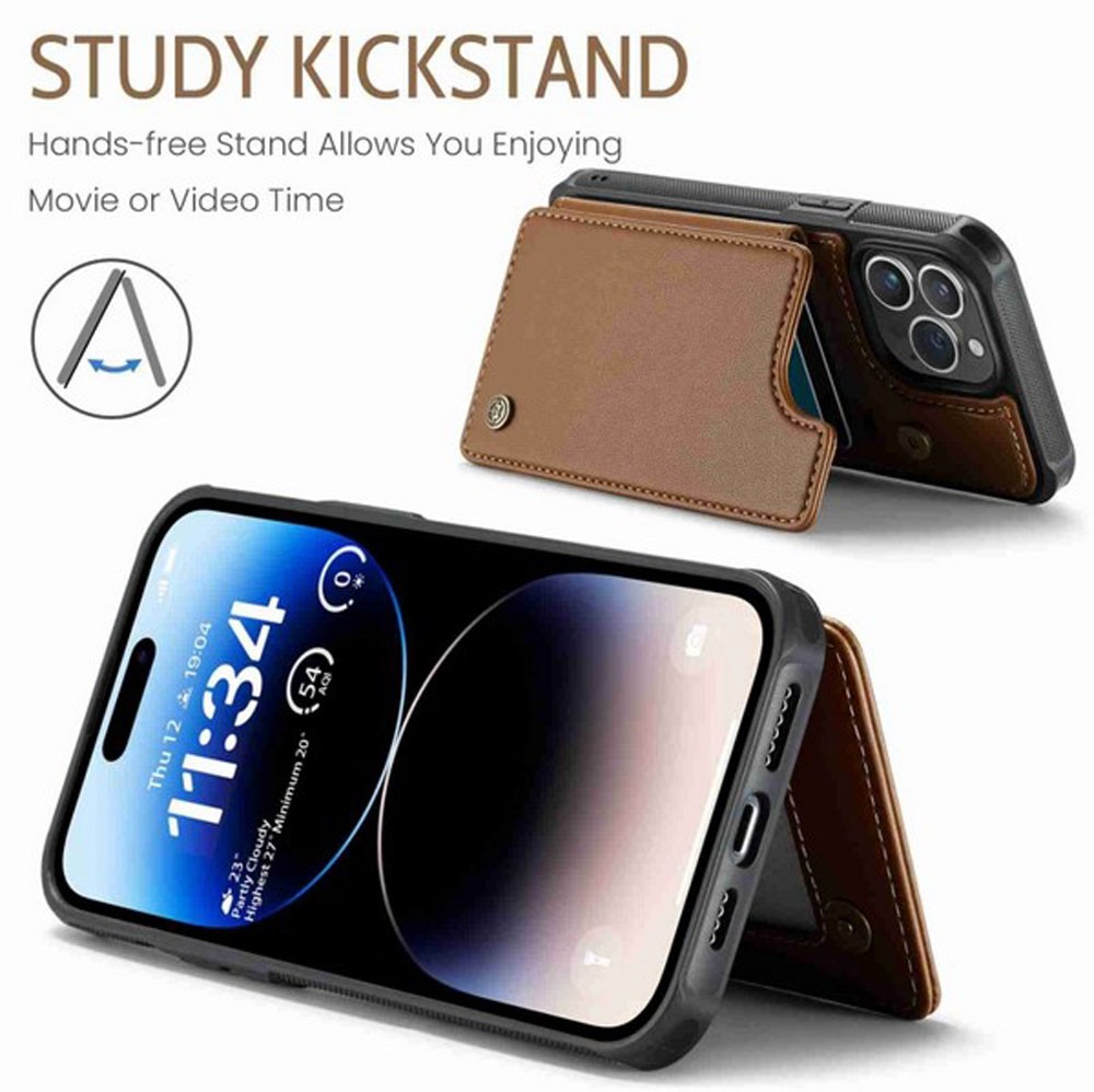 CaseMe C22 iPhone 15 Pro Max Card Wallet RFID Θήκη Δερμάτινη - Brown