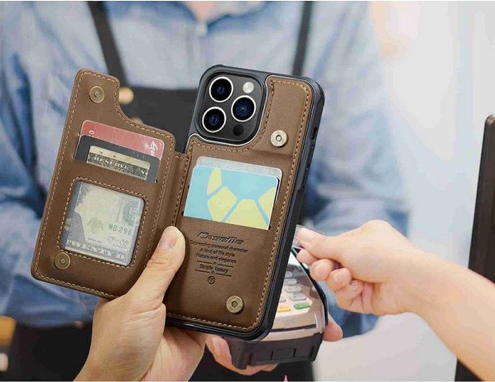 CaseMe C22 iPhone 15 Pro Max Card Wallet RFID Θήκη Δερμάτινη - Brown