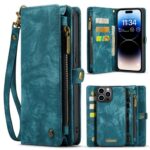 CaseMe 008 iPhone 15 Pro Max Θήκη Πορτοφόλι με Αποσπώμενη Θήκη Σιλικόνης - Blue