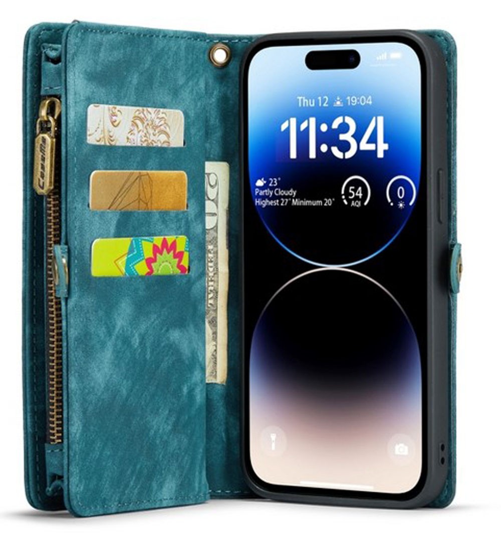 CaseMe 008 iPhone 15 Pro Max Θήκη Πορτοφόλι με Αποσπώμενη Θήκη Σιλικόνης - Blue