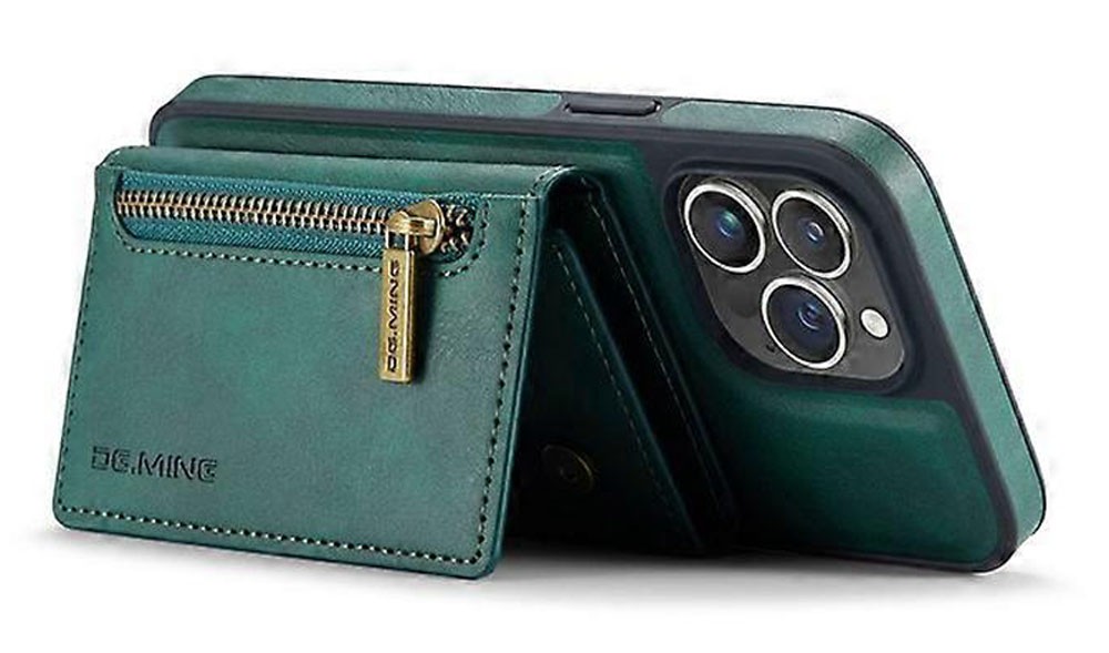 DG.MING M5 Series iPhone 16 Pro Zip RFID Multi - Card Detachable Θήκη Δερματίνης - Green