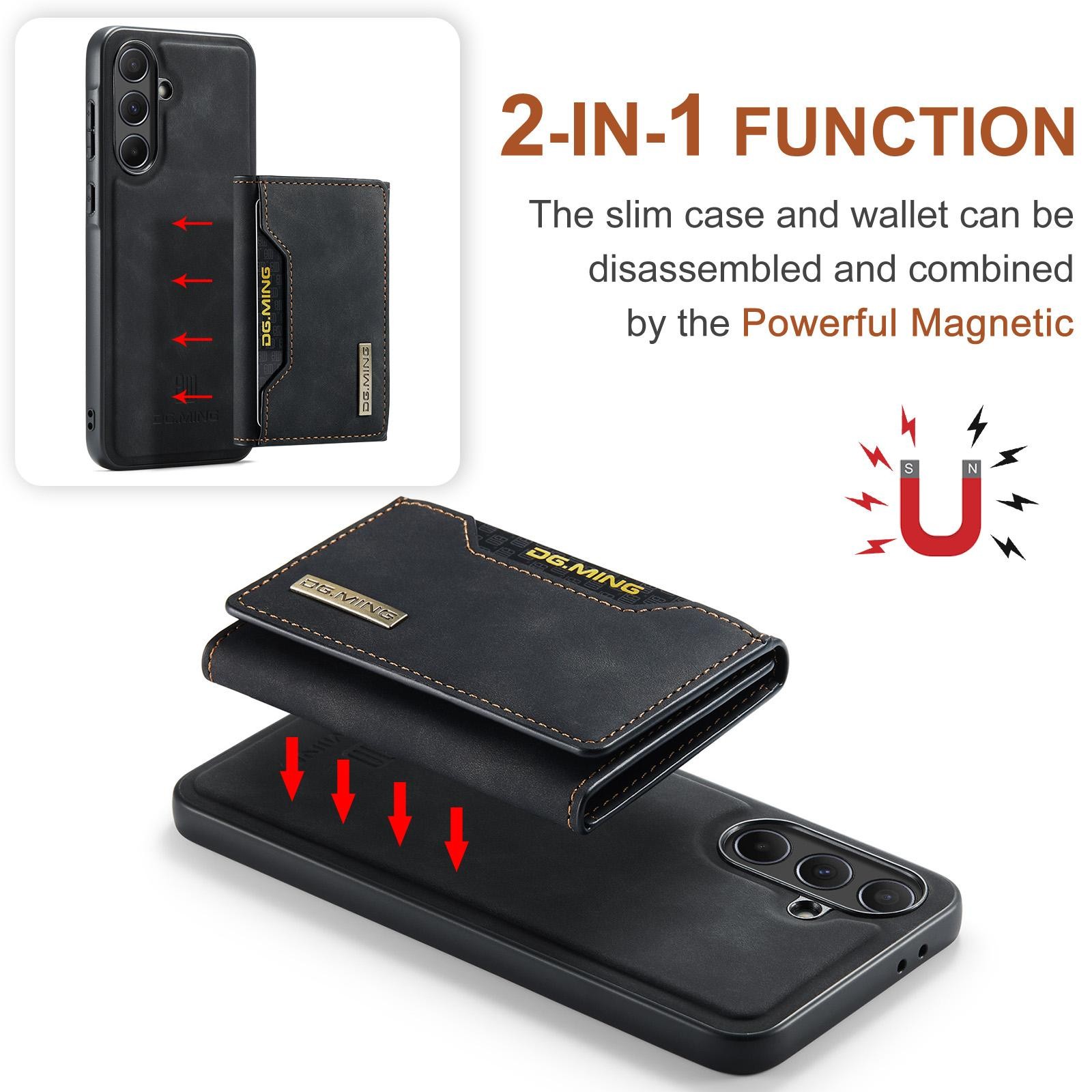 DG.MING M2 Series Samsung Galaxy A35 5G 3-Fold Wallet Card Θήκη Δερματίνης - Black