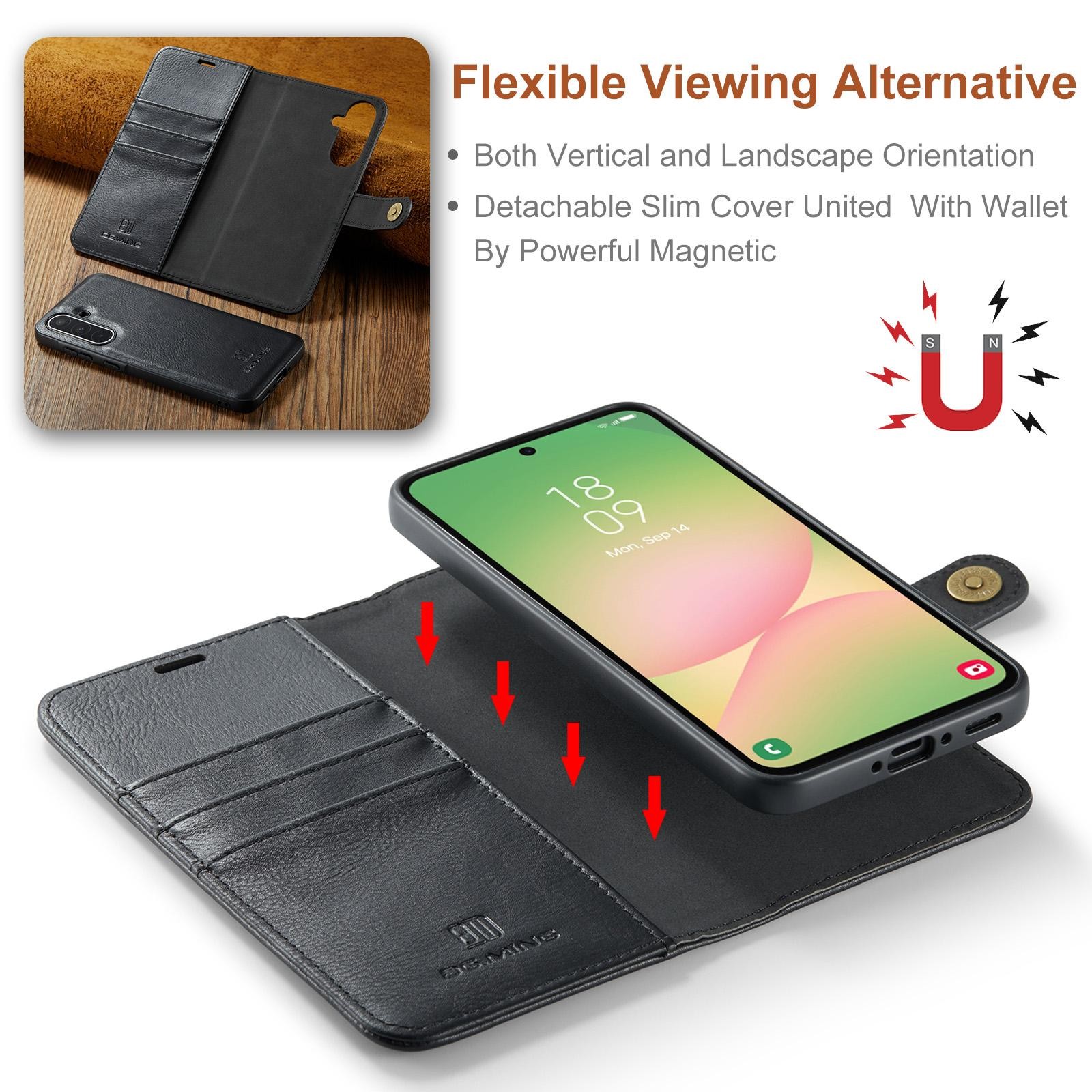 DG.MING Samsung Galaxy A56 5G 2-in-1 Detachable Wallet Θήκη Βιβλίο Δερματίνης - Black