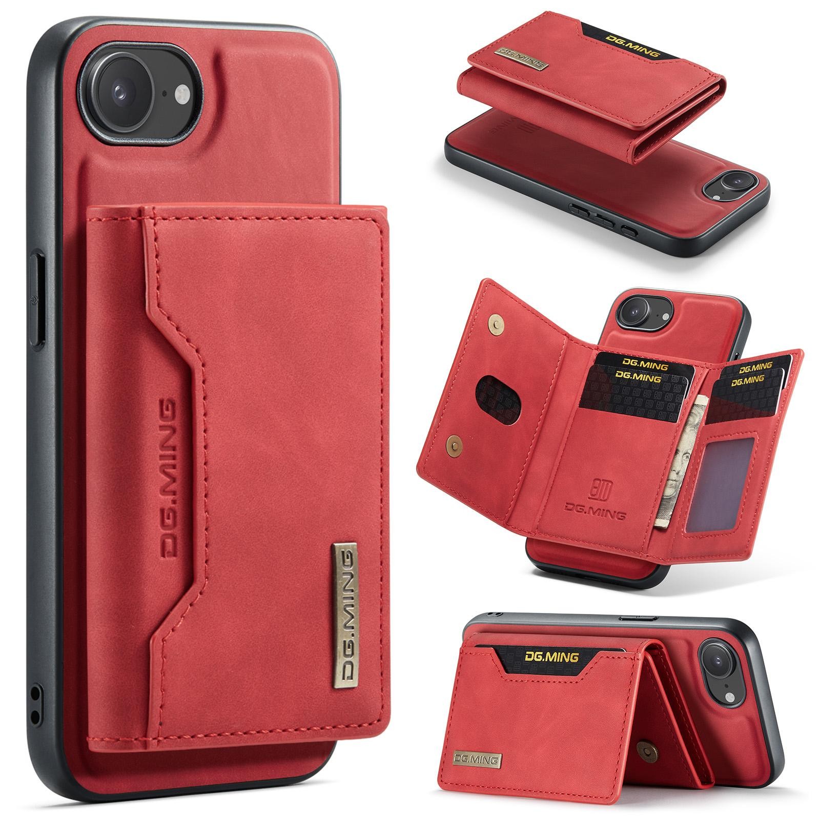 DG.MING M2 Series iPhone 16e 3-Fold Wallet Card Θήκη Δερματίνης - Red