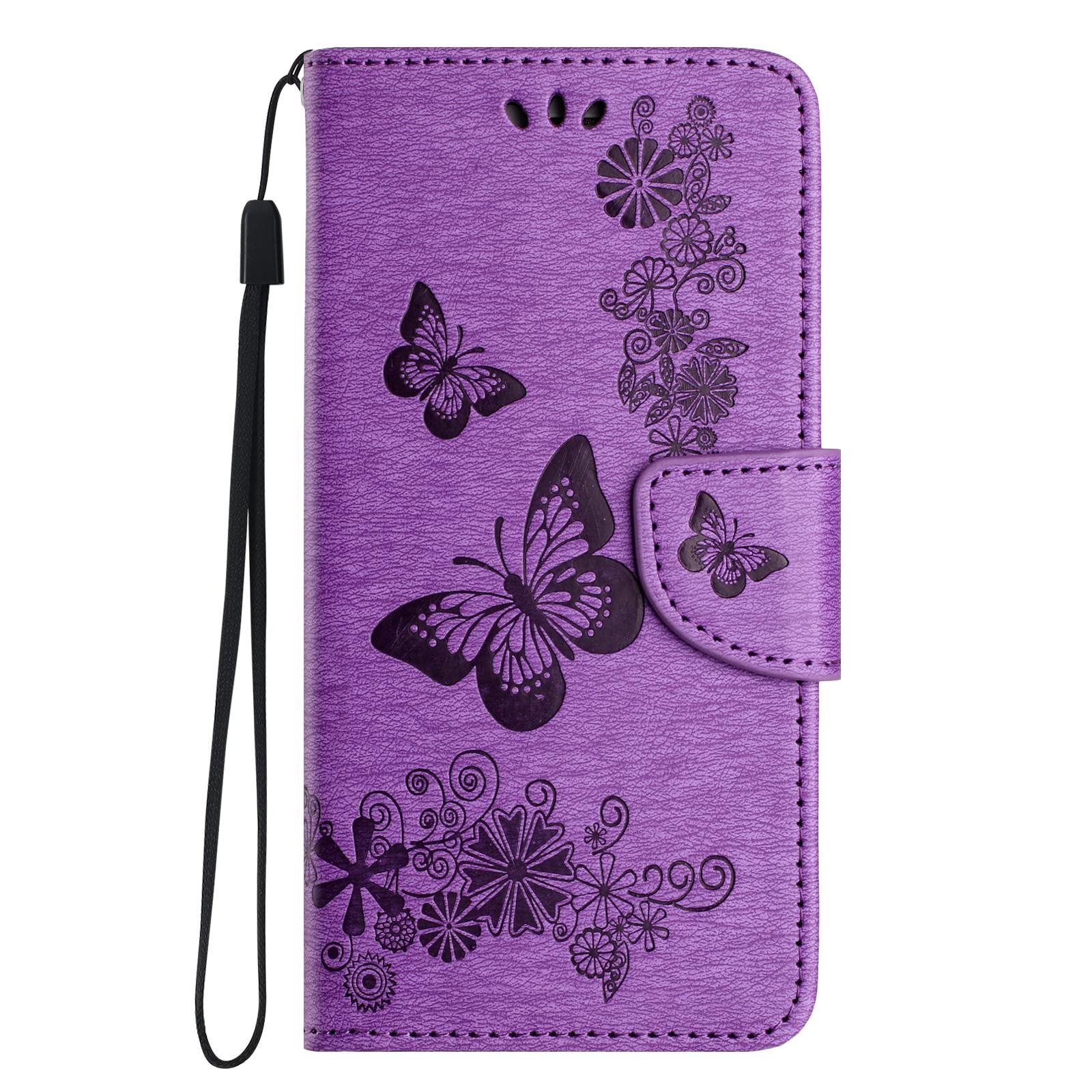 Tel1 iPhone 16e Butterfly Flowers Θήκη Βιβλίο - Purple