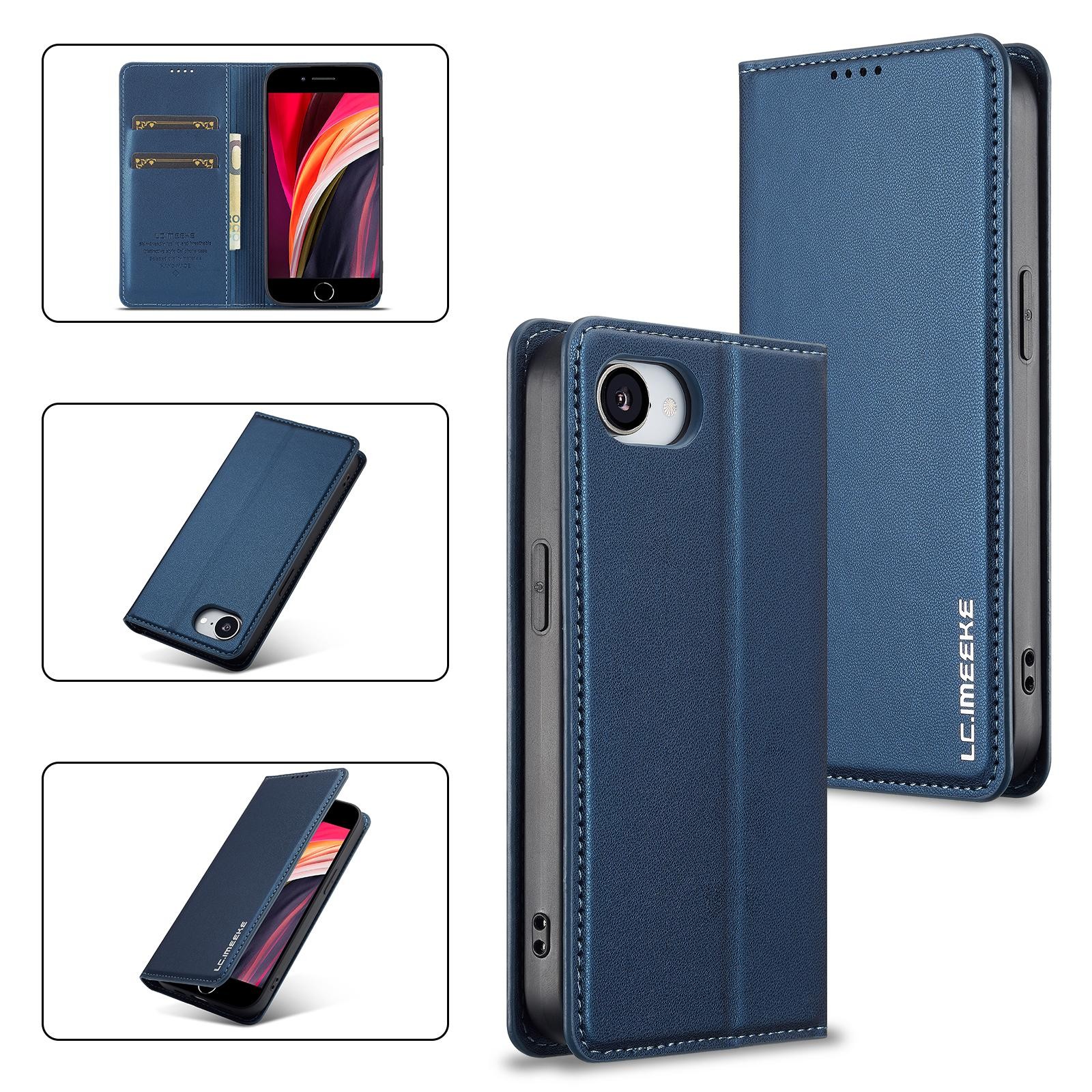 LC.IMEEKE iPhone 16e Flip Vintage Θήκη Βιβλίο - Blue